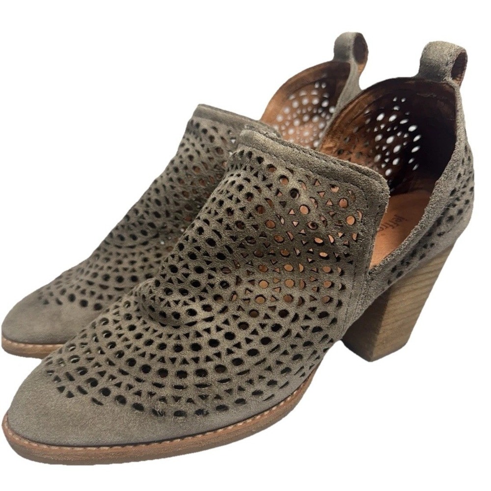 Jeffrey Campbell‎ Rosalee Booties Cutout Boho Boots Women's Olive Brown 7.5 EUC